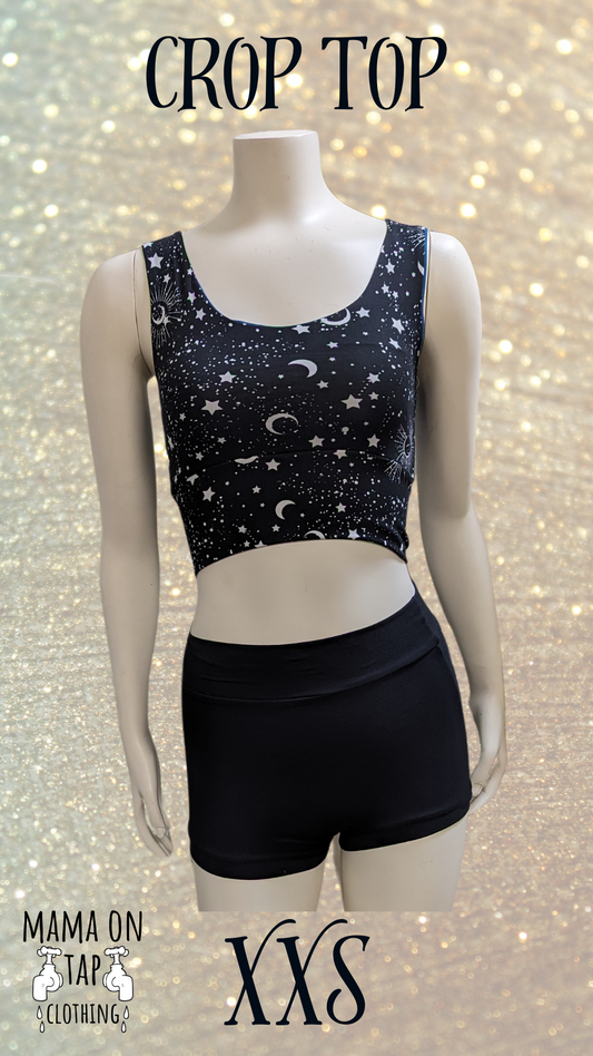 XX-Small - Crop Top - Sport Sleeveless - Moons and Stars -  Clearance