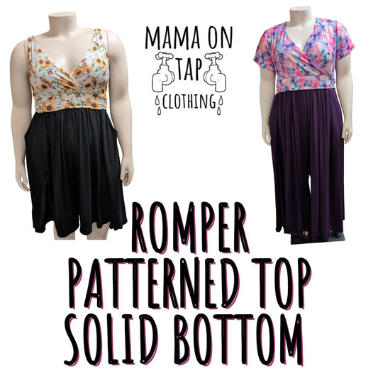 Made to Order - Patterned Top with Solid Bottom - Romper with Pockets