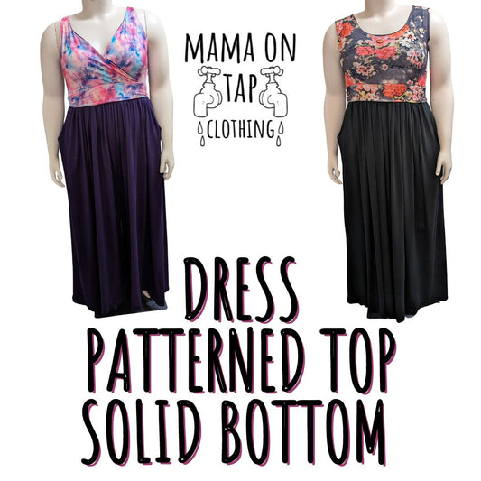 Made to Order - Patterned Top with Solid Bottom - Dress with Pockets